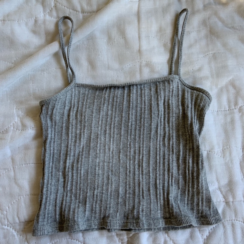 Brandy ribbed straight neckline tank